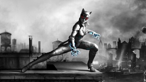 دانلود والپیپر سیاه بازی های ویدئویی عکاسی تک رنگ مجسمه زن گربه ای