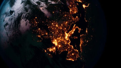 دانلود عکس سیاره زمین نمای کره زمین از فضا که زمین واقع گرایانه را نشان می دهد