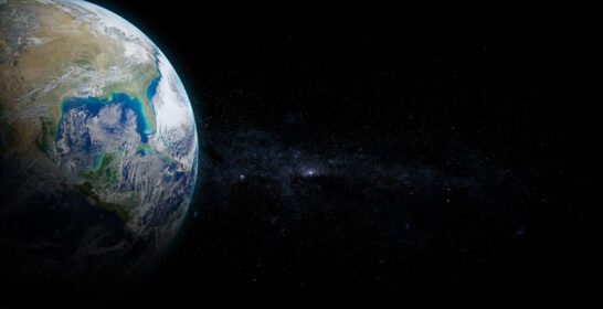 دانلود عکس سیاره زمین با طلوع خورشید بر روی عناصر پس زمینه فضا از