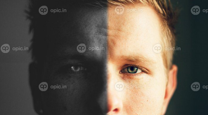 دانلود والپیپر نور آبی پرتره پسر bw سفید