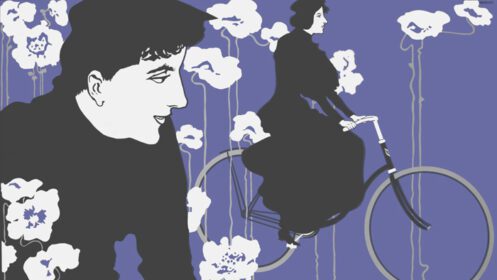 دانلود والپیپر با دوچرخه گل های زنانه کار هنری وسایل نقلیه