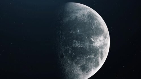 دانلود عکس ماه واقع گرایانه در فضای باز بر فراز ستارگان رندر سه بعدی