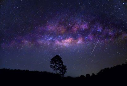 دانلود عکس ستاره دوار کهکشان کوه شب آسمان آبی