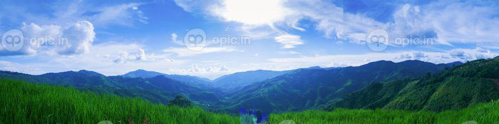 دانلود عکس منظره کوه های زیبای طبیعی و پانورامای آسمان آبی
