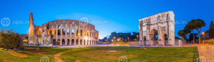 دانلود عکس نمای کولوسئوم در رم در گرگ و میش