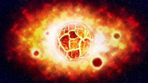 دانلود عکس انفجار خورشید ترک خورده و تصویر سیاره در فضا