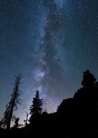 دانلود عکس کهکشان راه شیری بر فراز جنگل ملی تاهو در کوه های سیرا نوادا در کالیفرنیا
