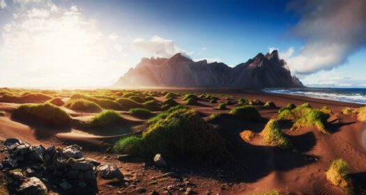 دانلود عکس غروب جادویی در ساحل شنی زیبایی جهان بوقلمون
