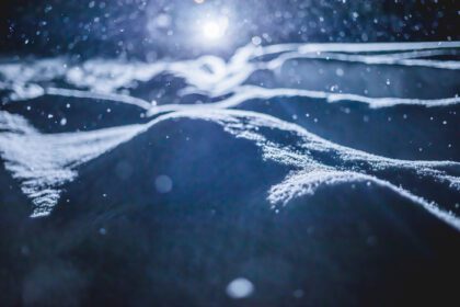 دانلود عکس بافت برفی با نور پس زمینه در هنگام طوفان برفی در شب