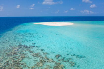 دانلود عکس جزیره مالدیو طبیعت شگفت انگیز صخره مرجانی دریا