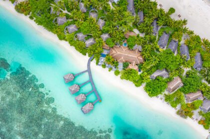دانلود عکس مناظر بهشت مالدیو از بالا نمای استوایی هوایی