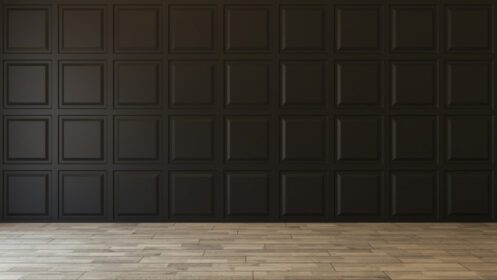 دانلود عکس پانل های دیواری تزئینی مربع مشکی با پارکت چوبی سه بعدی