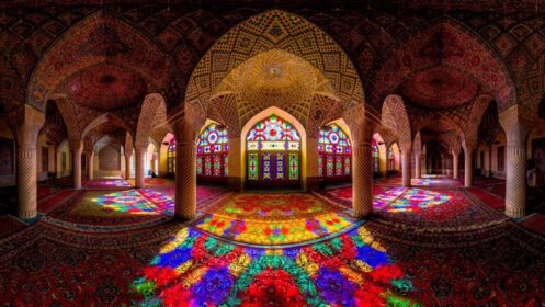 دانلود والپیپرهای معماری رنگارنگ ساختمان داخلی طاق مسجد