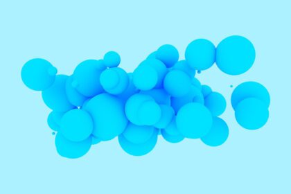 دانلود عکس توپ های آبی نامنظم تصویر سه بعدی تزیینی انتزاعی