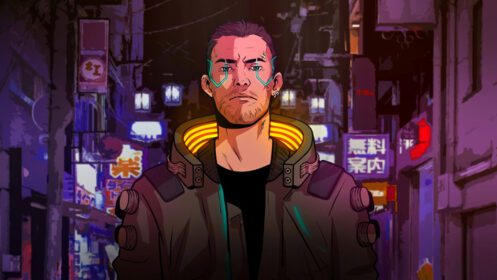 دانلود والپیپر آثار هنری دیجیتال بازی های ویدیویی سایبرپانک Cyberpunk V مردان علمی تخیلی نمای جلویی