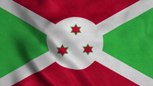 دانلود عکس پرچم ملی بوروندی در اهتزاز با بافت پارچه در اهتزاز