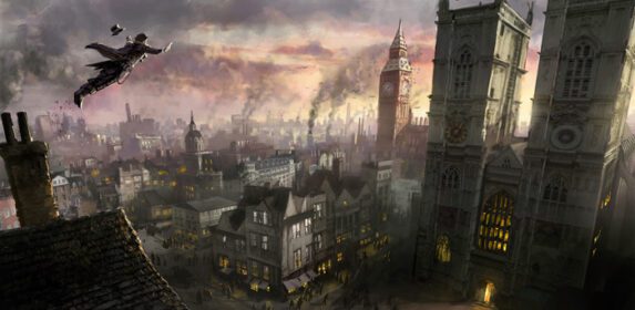 دانلود والپیپر طراحی آسمان خراش منظره شهری Assassin’s Creed متروپلیس Assassin’s Creed Syndicate