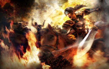 دانلود والپیپر Dynasty Warriors بازی های ویدیویی واقع گرایانه با اسب آتش می زند. سلاح جنگجو ژائو یون