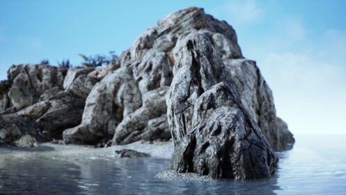 دانلود عکس جزیره گرمسیری صخره ای در اقیانوس