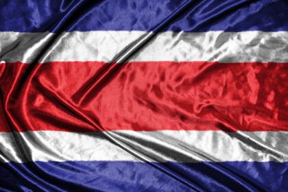 دانلود عکس کاستاریکا پارچه پرچم ساتن پرچم تکان دادن بافت پارچه از