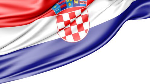 دانلود عکس پرچم کرواسی جدا شده در پس زمینه سفید تصویر سه بعدی