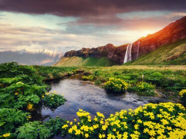 دانلود عکس seljalandfoss آبشار زیبای تابستانی روز آفتابی ایسلند