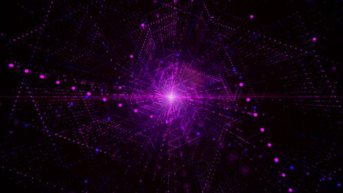 دانلود عکس تونل دیجیتال فضای مجازی با ذرات و نورپردازی