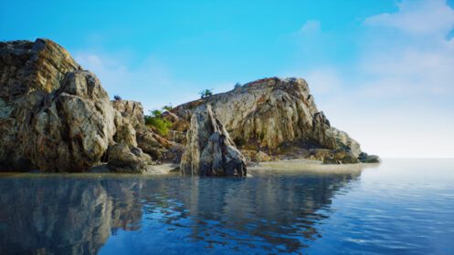 دانلود عکس نمای تابستانی غارهای دریایی و صخره های صخره ای