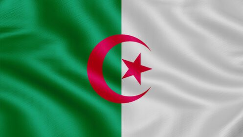 دانلود عکس پرچم الجزایر رندر سه بعدی پرچم اهتزاز واقعی
