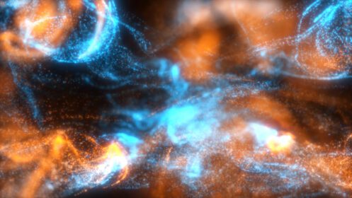 دانلود عکس سیال ذرات رنگ آبی و نارنجی در جریان زیبا با