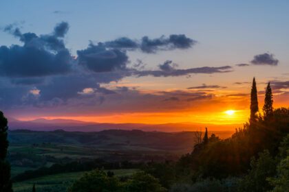 دانلود عکس غروب آفتاب val d orcia tuscany