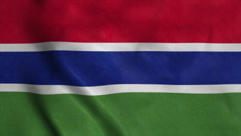 دانلود عکس پرچم تکان دادن گامبیا با رندر سه بعدی با بافت پارچه