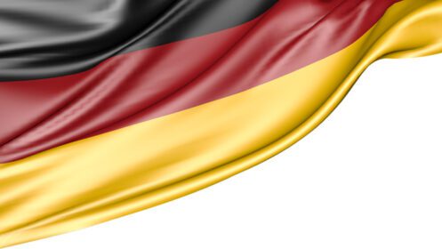 دانلود عکس پرچم آلمان جدا شده در پس زمینه سفید تصویر سه بعدی