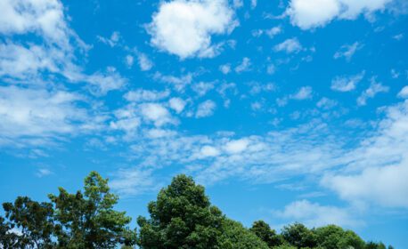 دانلود عکس آسمان آبی روشن با ابرهای سفید پراکنده طبیعت
