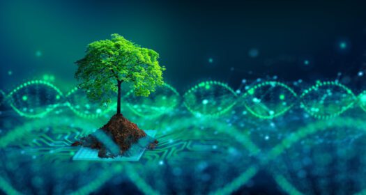 دانلود والپیپر سبز پس زمینه آبی طبیعت DNA CPU الکترونیکی