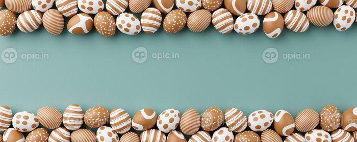 دانلود عکس تخم مرغ طلایی عید پاک با طرح طلایی در پس زمینه سبز