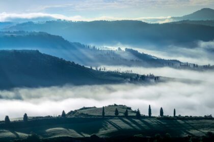 دانلود عکس val d orcia tuscany ایتالیا طلوع خورشید بر فراز val d orcia