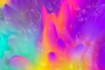 دانلود عکس جریان سیال هولوگرافیک تصویر سه بعدی رنگین کمان انتزاعی