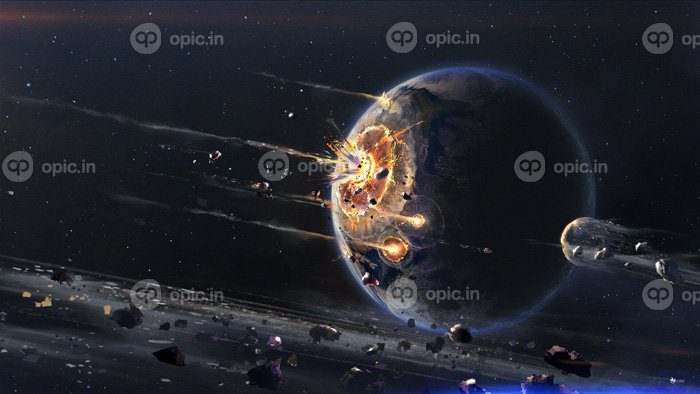 دانلود والپیپر سیاره فضا انفجار تخریب آثار هنری دیجیتال هنر