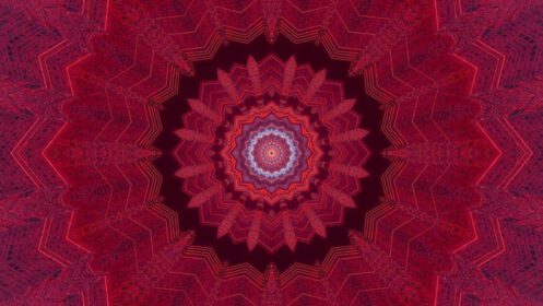 دانلود عکس طرح کلییدوسکوپ سه بعدی گلدار قرمز و آبی برای پس زمینه یا بافت