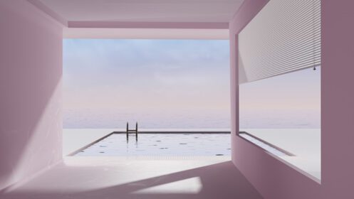 دانلود والپیپرهای استخر شنا انتزاعی آرام سفید داخلی آسمان تابستانی دیجیتال هنر دیجیتال تصویر کار هنری CGI دریا