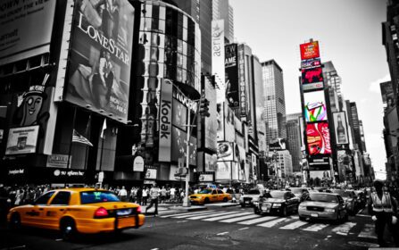 دانلود تصاویر پس زمینه تاکسی شهر نیویورک رنگ آمیزی انتخابی خیابان تایمز اسکوئر شهری