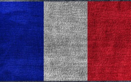 دانلود عکس پرچم ملی فرانسه روی بافت پارچه ای جین