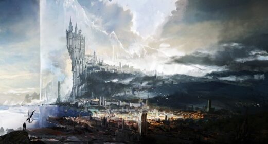 دانلود والپیپر بازی های ویدیویی بازی های ویدیویی هنر قلعه هنر دیجیتال وایورن شهر دریا برج ابرها Final Fantasy XVI Concept Art Warrior