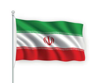 وکتور پرچم اهتزاز سه بعدی ایران جدا شده در پس زمینه سفید
