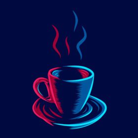 پوستر یک فنجان قهوه و چای خط پاپ آرم پرتره آرم رنگارنگ