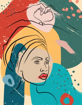 وکتور هنر دیواری زن آفریقایی زیبا به سبک پاپ آرت