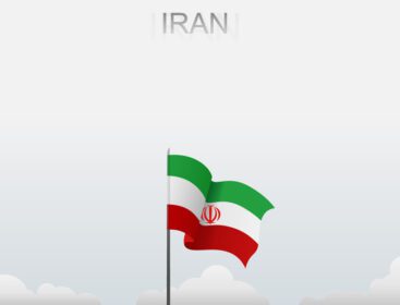 وکتور پرچم ایران در اهتزاز زیر آسمان سفید