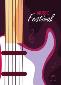 پوستر جشنواره موسیقی پوستر با ساز گیتار الکتریک با حروف