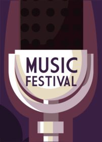 وکتور جشنواره موسیقی پوستر با نماد میکروفون و حروف
